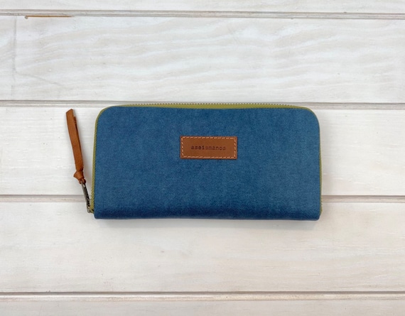 Monedero señora / engrasada azul cremallera - Etsy España