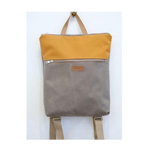 Aseismanos handmade backpack/taupe and orange- Everyday Backpack