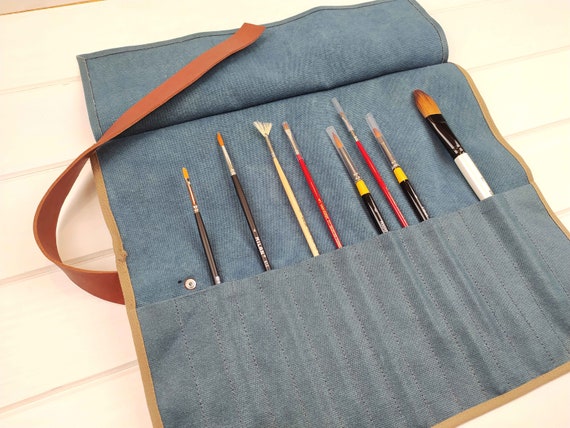Künstler-Pinseltasche Zum Aufrollen – 20 Fächer Für Pinsel, Stifte & Make-up, 15 Zoll, Baumwolle