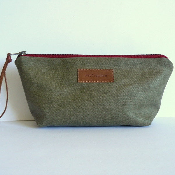 Waxed canvas pencil case - pencil pouch - pencil bag