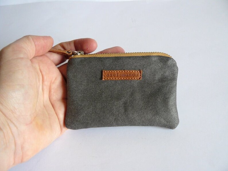 Mens Coin Purse Handmade Men Retro Grey Waxed Canvas Coin Etsy