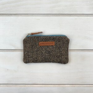 Brown chevron wool mini wallet