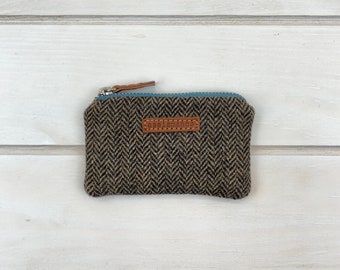 Brown chevron wool mini wallet
