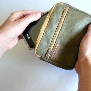 Iphone pouch with ecru zippers / Iphone pouch/gift for him/gift for her/accessories