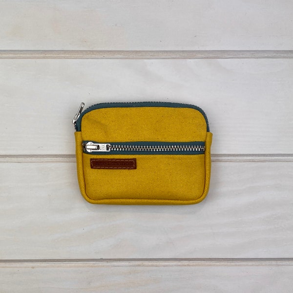 Yellow waxed canvas front pocket wallet