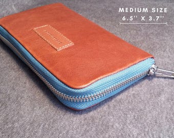 Medium tan leather women's retro wallet /  gift for her-gift for him