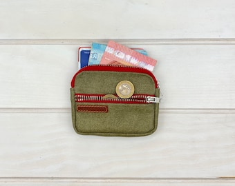 Cartera de bolsillo de lona verde oliva, Cartera para tarjetas de crédito, Cartera para hombre, Regalo para él
