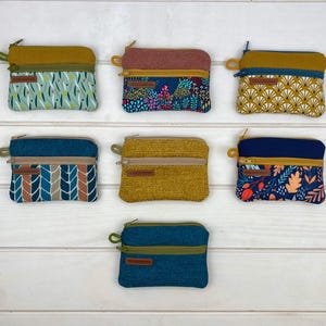 Mini billetera con doble cremallera, billetera con bolsillo para monedas, monedero de algodón, billetera para niños