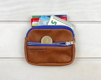 Cuoio und Kobaltblau Leder Taschengeldbörse
