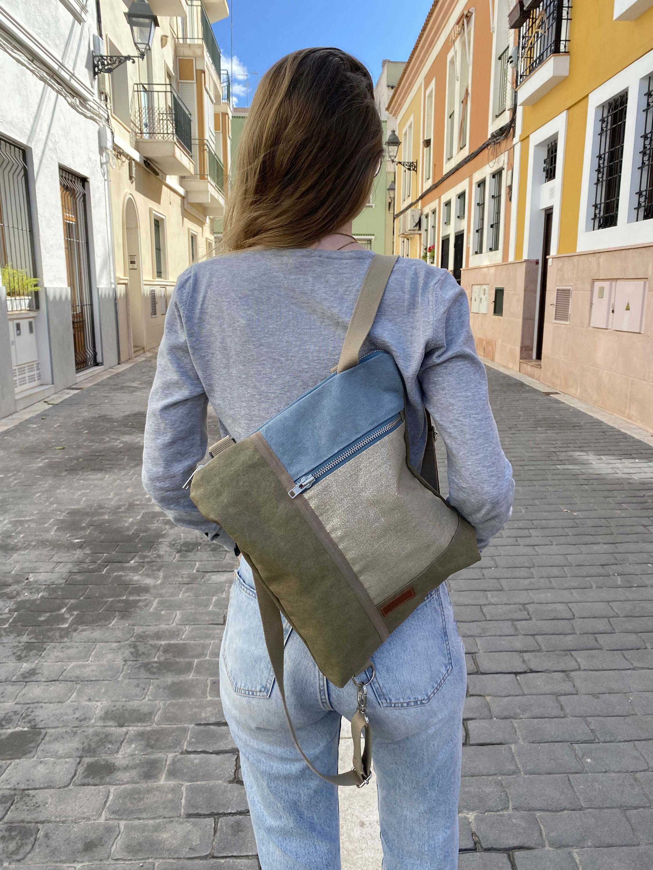 Mochila plana online mujer