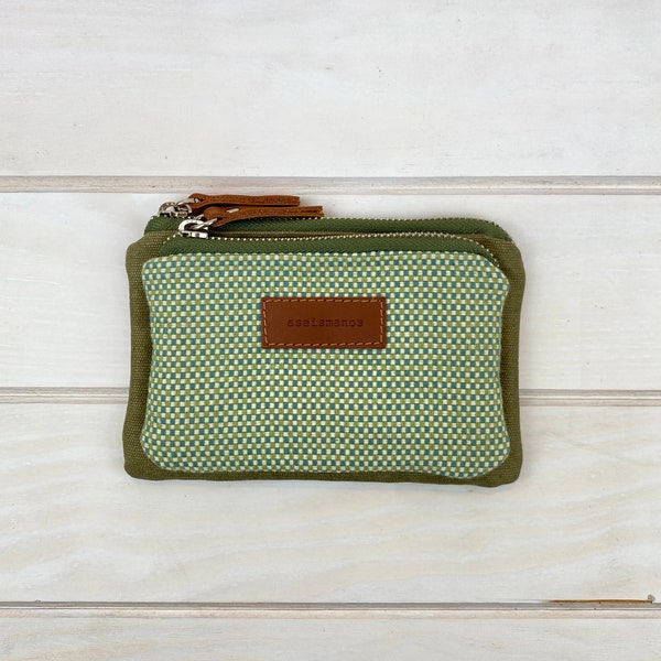 Green and teal multi checks wallet