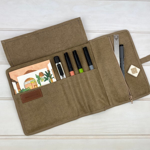 Canvas roll wrap, Writer organizer, Artist lover gift, Mother's day gift, Artist roll up, 8 colors available