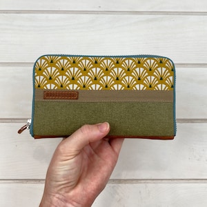 Monedero mediano mostaza con cremallera, Cartera für tarjetas y monedas, Cartera vegana, Monedero artesanal