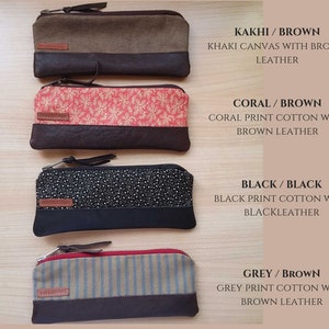 Personalized small leather pen case- pencil case- flat pencil pouch - pencil pouch
