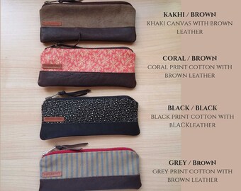 Estuche pequeño de cuero personalizado para bolígrafos - Estuche para lápices - Estuche plano para lápices - Estuche para lápices
