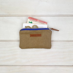 Monedero de lona encerada azul cobalto caqui, Cartera retro, Regalo para él, Regalo para ella, cartera aseismanos