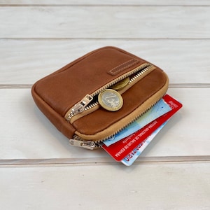 Handmade leather wallet in soft leather with 3 zippers