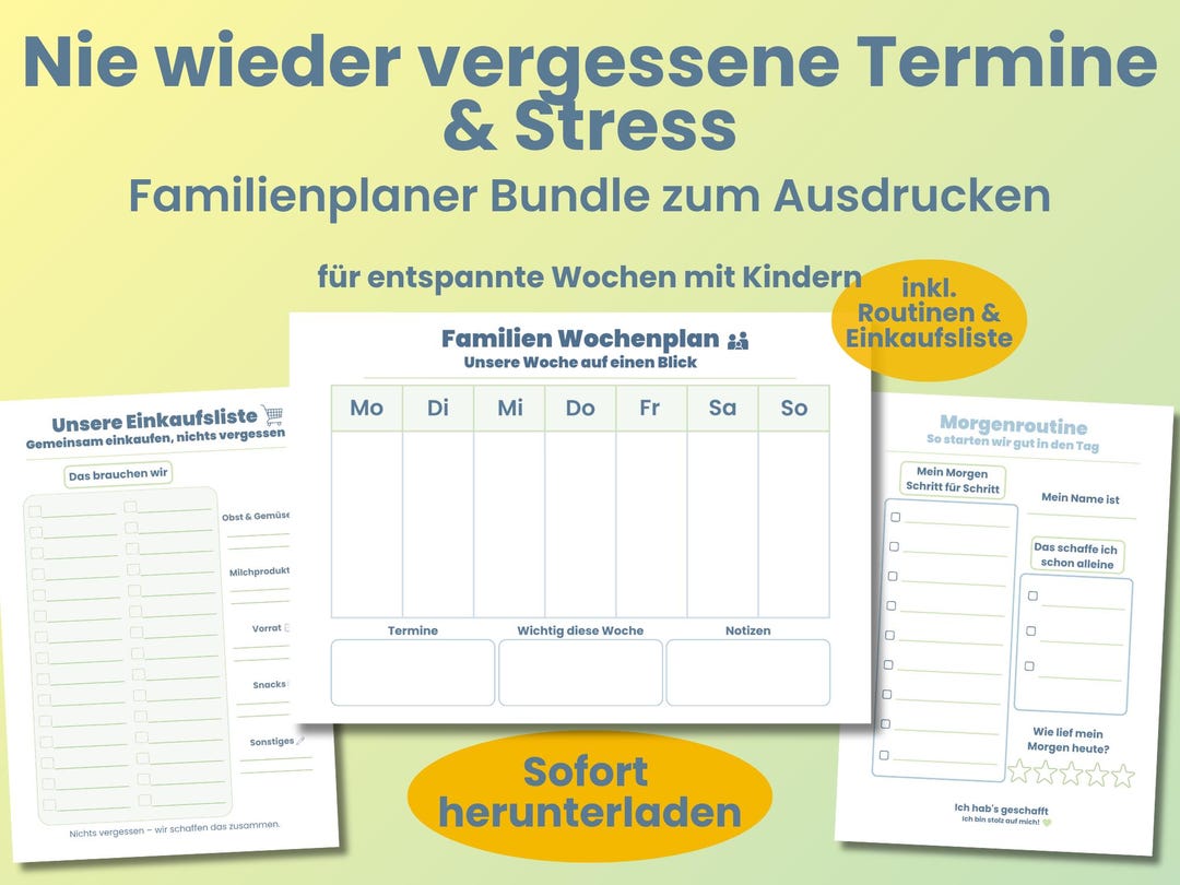 Printable Family Planner PDF | Weekly Plan, Meal Plan & Shopping List ...
