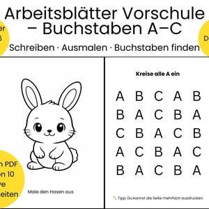 Atividades para pré-escola: Letras A-C | 15 minutos de aprendizado divertido | Traçar, escrever e colorir | Download em PDF | 4 a 6 anos