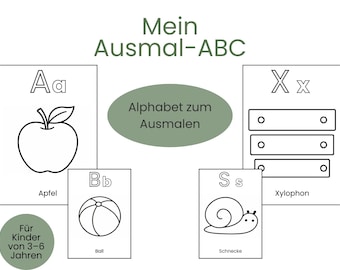 ABC-målarbilder för barn – Alfabetsmålarbilder (PDF utskrivbar | Målarbokstäver | Förskola