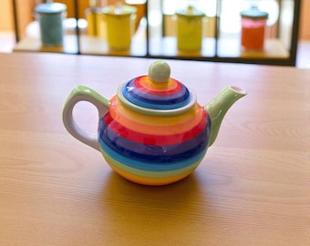 Hand painted rainbow tea pot