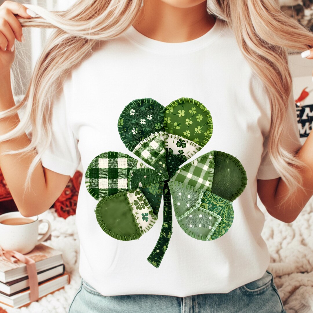Patchwork Shamrock PNG, Quilted Clover Clipart, St Patrick’s Day Decor ...