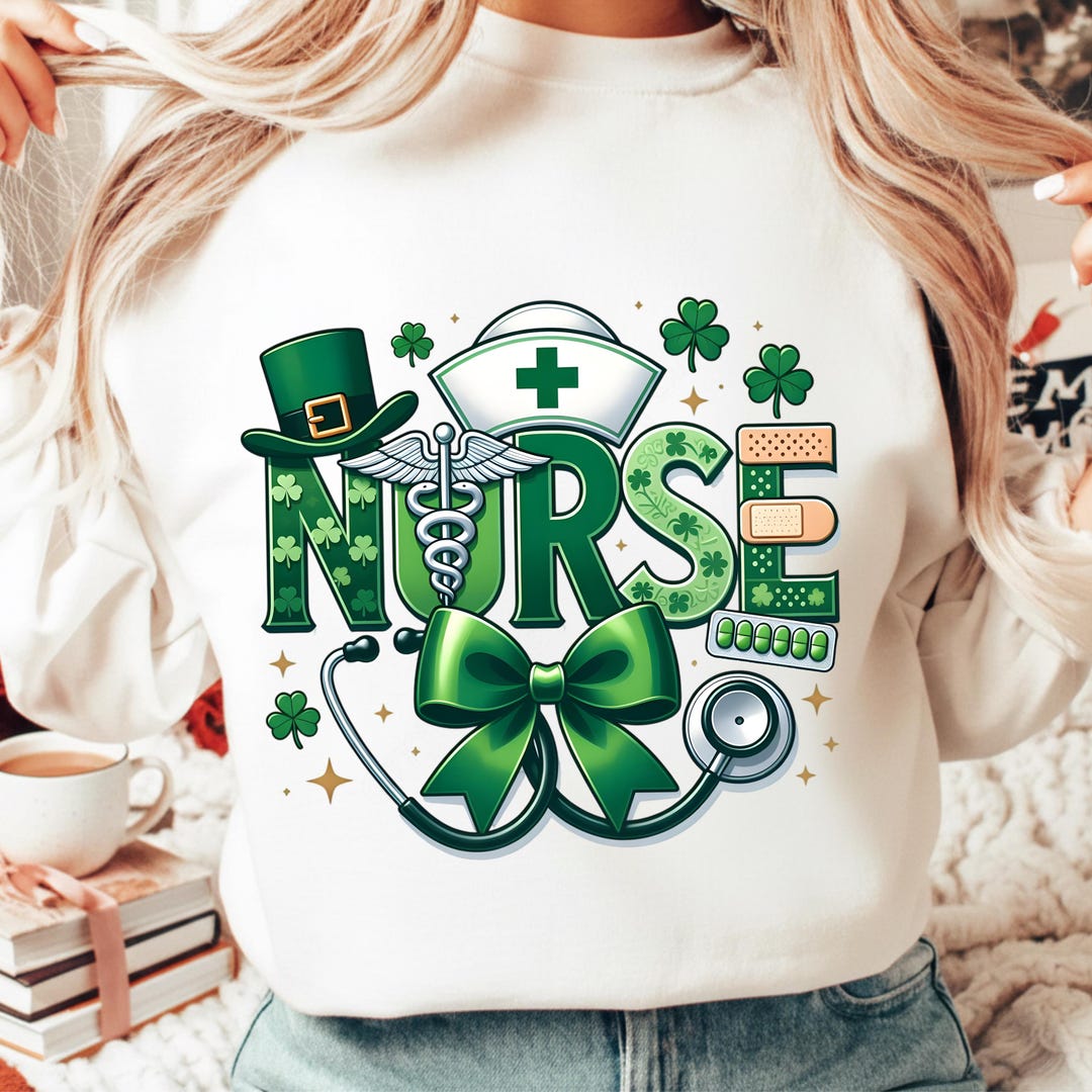Nurse St Patricks Day PNG, Pattys Shamrock Medical Shirt Design - Etsy