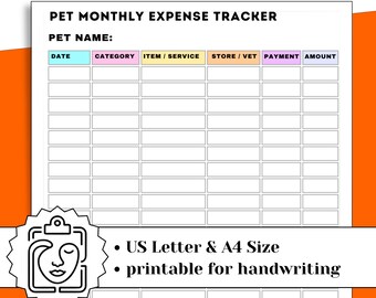 Printable Pet Expense Tracker – Monthly Budget Worksheet for All Pets