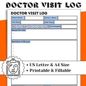 Doctor Visit Log Fillable PDF for Medical Appointments and Records