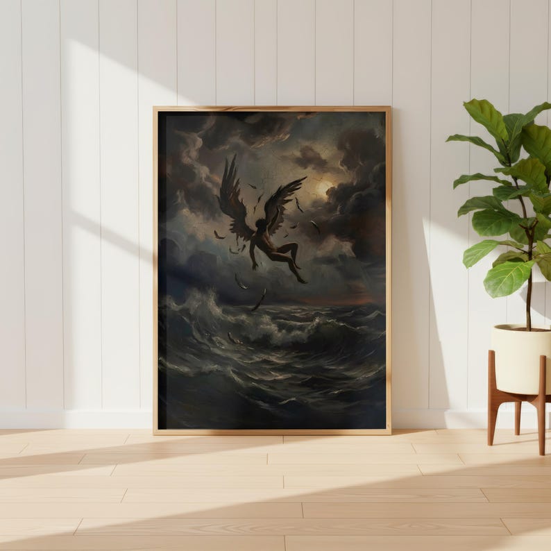 Fall of Icarus Poster | Greek Mythology Art | Dark Academia Decor | Moody Ocean Print | Renaissance Style | Premium Physical Giclée Print image 10