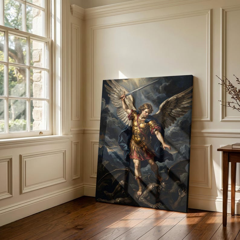 Archangel Michael Canvas | St Michael Painting | Catholic Wall Art ...