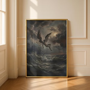 Fall of Icarus Poster | Greek Mythology Art | Dark Academia Decor | Moody Ocean Print | Renaissance Style | Premium Physical Giclée Print image 2