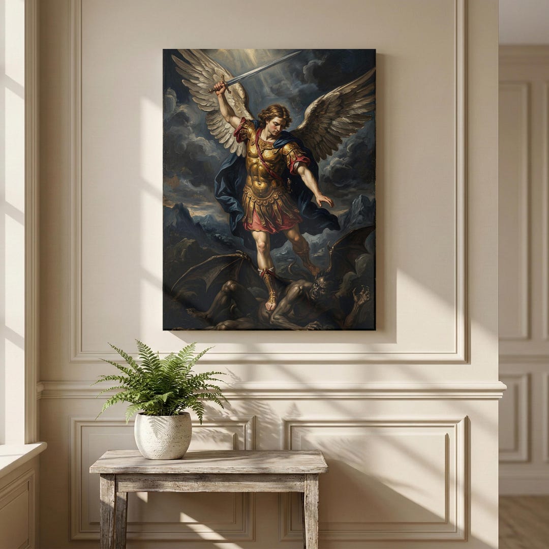 Archangel Michael Canvas | St Michael Painting | Catholic Wall Art ...