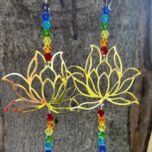 Lotus Flower Chakra Suncatcher: Zen Garden Decor, Gold or Silver Accents