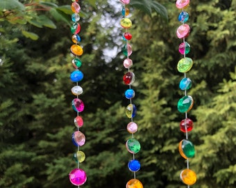 Garden art,  Tree Jewelry, hanging garland with ALL rhinestones, boho chic zen, garden decor, outdoor decor, retro style, sun catcher