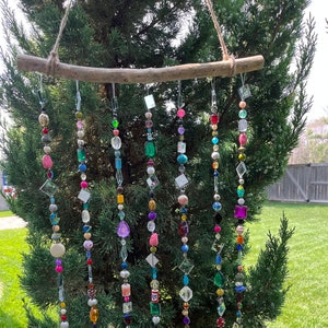 Driftwood Beaded Curtain - handcrafted Sun Catcher Tree Jewelry™  for Outdoor Decor, Perfect Gift for Mom, gardener, Christmas