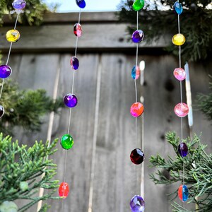 Sun catchers with a hippy vibe, hanging garland  ALL rhinestones, boho chic zen, garden decor, retro style window ornament
