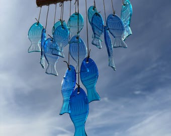 Glass Fish Sun Catcher: Ocean Beach Wind Chime, Garden Decor