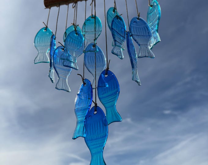 Glass Fish Sun Catcher: Ocean Beach Wind Chime, Garden Decor