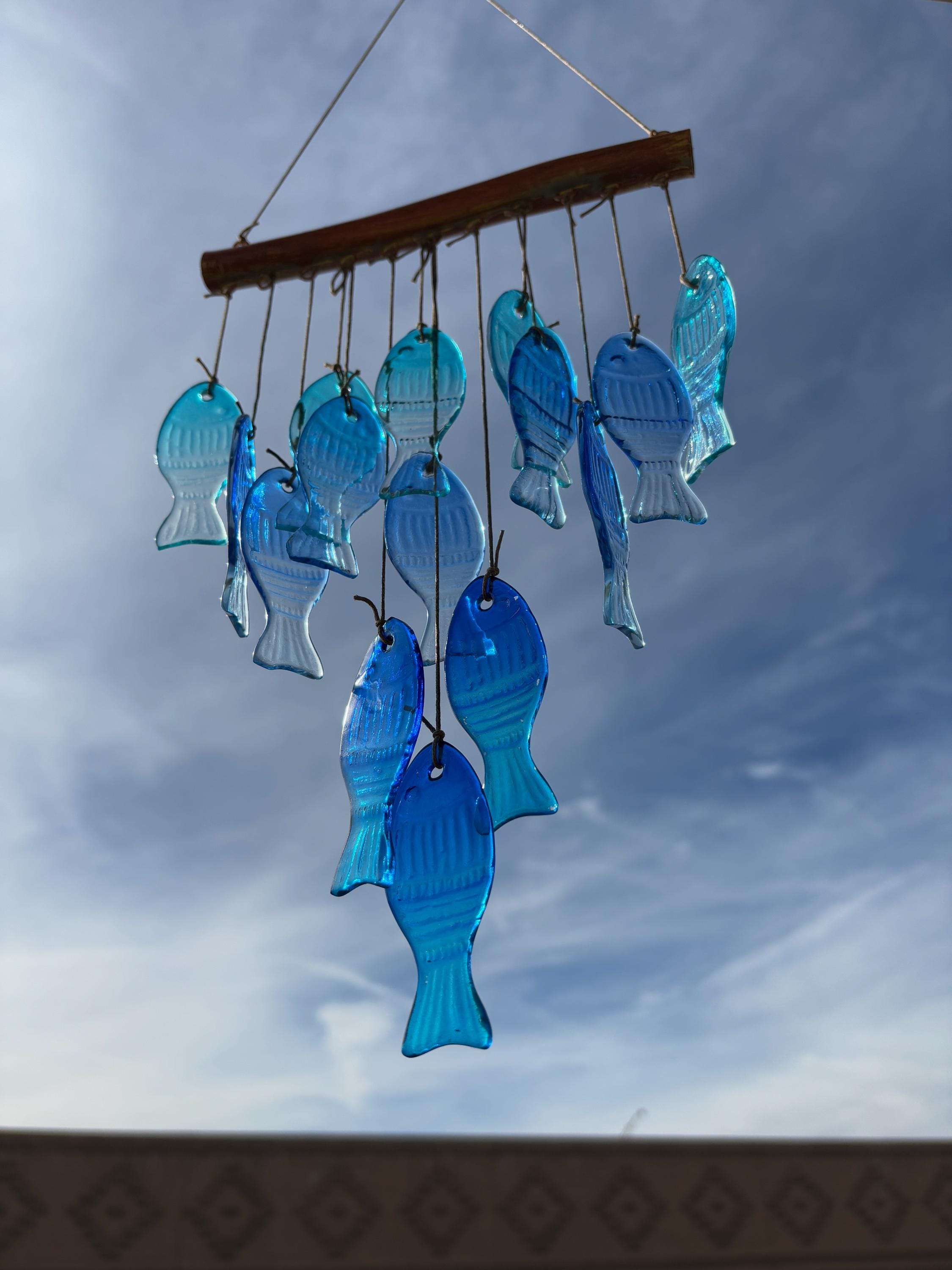 Sun catcher with gorgeous glass fish, ocean beach wind chime, Tree Jewelry™, garden yard decoration, housewarming gift, vacation souvineer