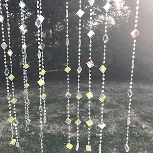 Mirror and rhinestone sun catcher, handmade garden decor, outdoor wedding, gift for mom