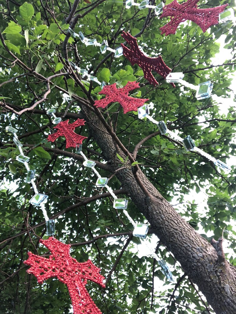 Garden Art Whimsical Sun Catchers with Red Cross and clear rhinestones.