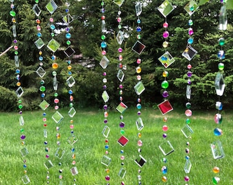 Sun Catcher Garden Yard art, garden art decor, gift for gardeners, outdoor party decoration, minimalist,  mirrors and rhinestones, handmade