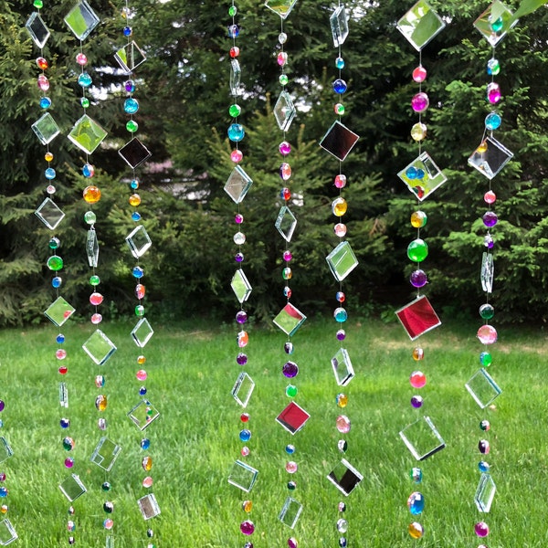 Sun Catcher Garden Yard art, garden art decor, gift for gardeners, outdoor party decoration, minimalist,  mirrors and rhinestones, handmade