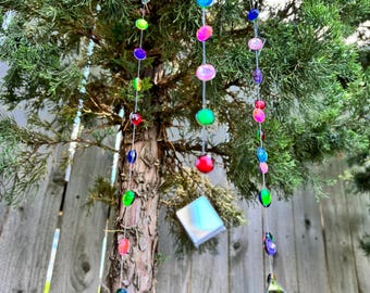 Tree Jewelry™ sun catchers, hanging garland with ALL rhinestones, boho chic zen, garden decor, outdoor decor, retro style, sun catcher, gift