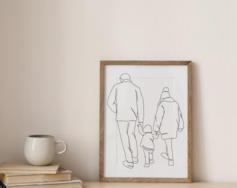 Personalized Family Line Art Print, Custom Minimalist Family Portrait from Photo, Parent and Child Wall Art, Modern Home Decor Gift