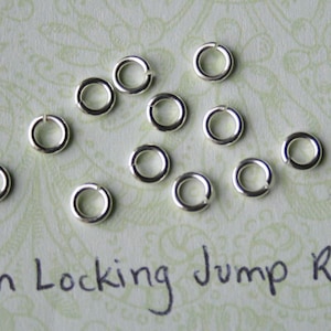 25 Pieces 20 gauge ga g, 4mm Sterling Silver LOCKING Jump Ring, Jump Locks, 925 Sterling Silver