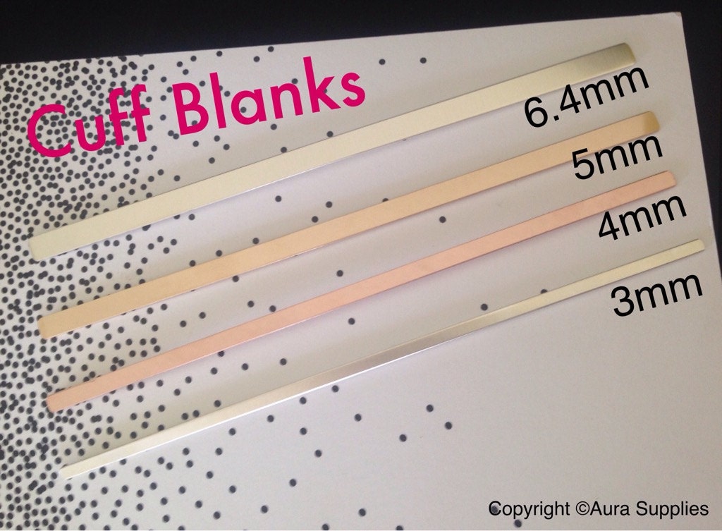 Cuff Blank, 16g Gold Filled, Rose Gold Filled, Sterling Silver Bracelet Stamping Blank, 6.4mm (1/4") x 6" length