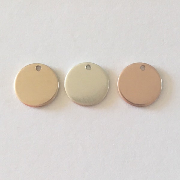 Circle blank - 9mm,  3/8", 10 pieces, 20 gauge, Sterling silver, Gold filled, Rose gold filled blank, Metal stamping blank