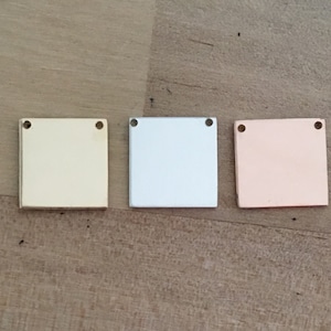 Pick Your Size Square, 20g 14K Gold Filled, Sterling Silver, Rose Gold Filled, Hole Drilled, Personalize Stamping